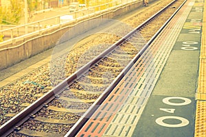 Japan train station . ( Filtered image processed vintage effect