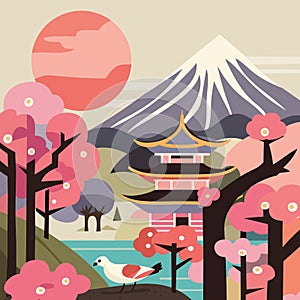 Japan travel vector background