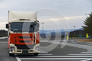 Japan trucking is parking at the high way road