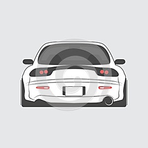 Japan tuned car isolated. Back view. Vector illustration