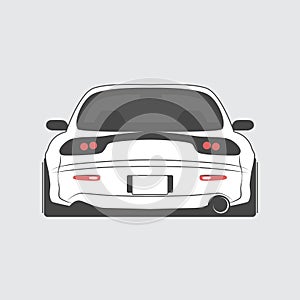 Japan tuned car isolated. Back view. Vector illustration photo