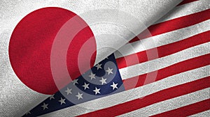 Japan and United States two flags textile cloth, fabric texture