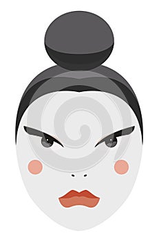 Japan. Vector Geisha face with traditional make-up
