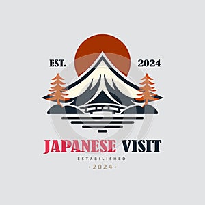 Japan visit mountain sunrise logo template design for brand or company and other