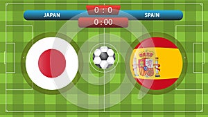 Japan vs Spain soccer match template
