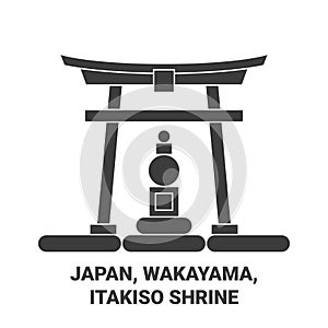 Japan, Wakayama, Itakiso Shrine travel landmark vector illustration