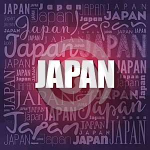 Japan wallpaper word cloud, travel concept background