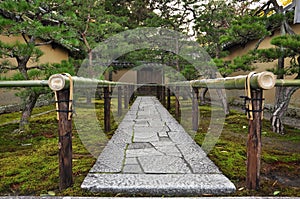 Japan zen temple garden entrance stone path