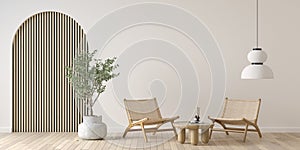 Japandi style conceptual interior room 3d illustration photo