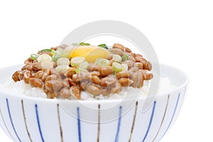 Japanes food, cooked rice with natto