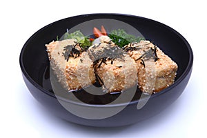 Japanese Agedashi Tofu or Crispy deep fried Tofu served in tents