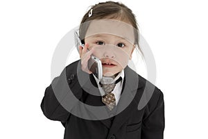 Japanese American Toddler Girl With Cellphone