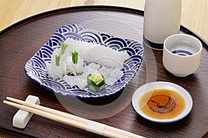 Japanese Aori-ika ( oval squid ) sashimi