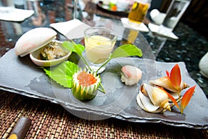 Japanese appetiser made out of raw fish, photo