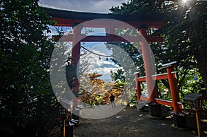 Japanese arch near mount Fuji