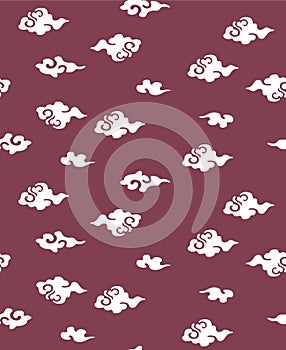 Japanese Art Cloud Vector Seamless Pattern