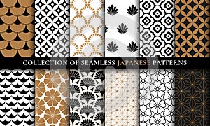 Japanese Asian traditional seamless patterns collection set