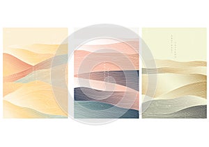 Japanese background with line wave pattern vector. Abstract template with geometric pattern. Mountain layout design in oriental photo