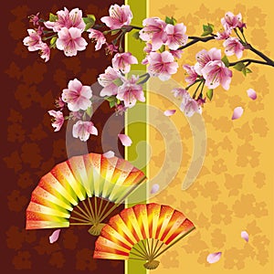 Japanese background with sakura cherry tree