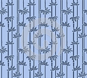 Japanese Bamboo Leaf Branch Vector Seamless Pattern