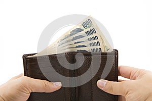 Japanese banknote in money wallet
