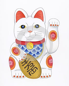 Japanese beckoning cat adult coloring