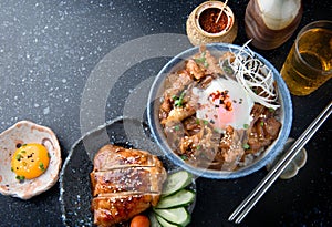 Japanese beef bowl and teriyaki chicken grill.