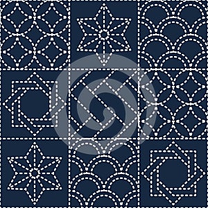 Japanese blue quilting pattern