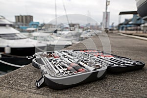 Boat maintenance scenery and tools