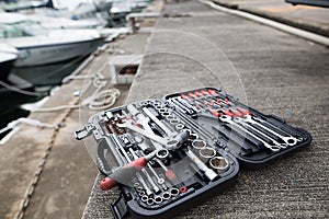 Boat maintenance scenery and tools