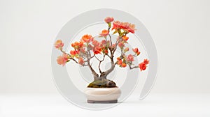 Japanese Bonsai Tree With Orange Flowers - High Quality Stock Photo