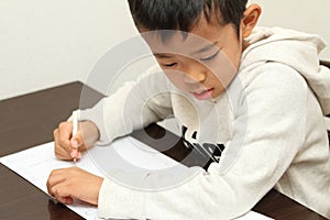 Japanese boy doing homework