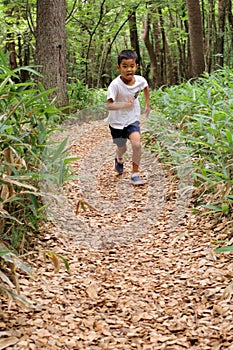 Japanese boy on a hike