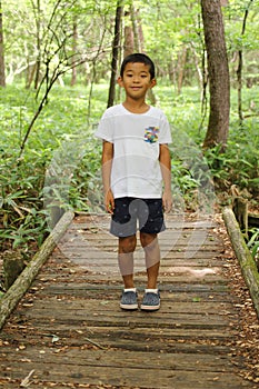 Japanese boy on a hike