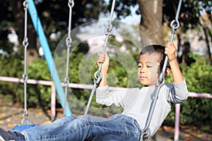 Japanese boy on the swing