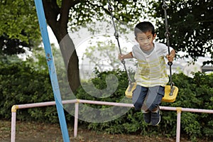 Japanese boy on the swing