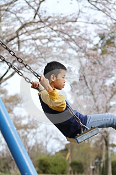 Japanese boy on the swing