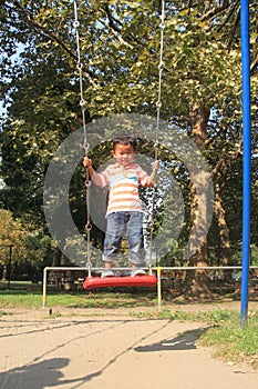 Japanese boy on the swing