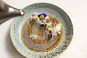 Japanese Broth With Flowers 