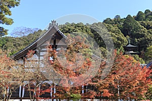 Japanese Buddhism Temple named Eikando Temple famous location for Autumn Colors in Kyoto, Japan