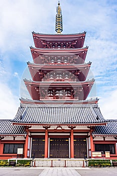 Japanese Buddhist five-storeyed pagoda at Senso-ji Temple