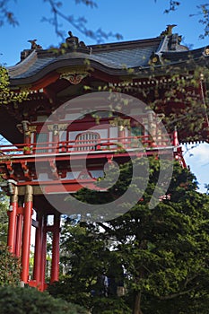 Japanese Building in garden.