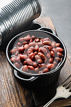 Japanese canned food ingredient, sweet red bean, on old dark rustic background