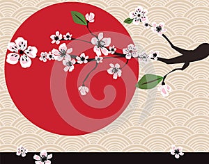 Japanese card with cherry blossom