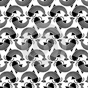 Japanese carp pattern seamless. thai koi fish background. vector texture