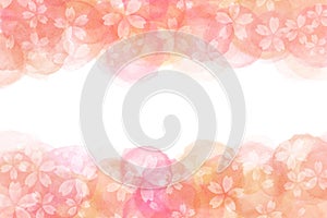 Japanese cherry blossom abstract on pink watercolor paint background