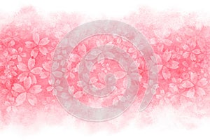 Japanese cherry blossom abstract on pink watercolor paint background