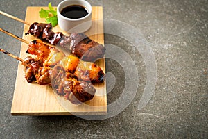 Japanese chicken grill or yakitori serve in izakaya style