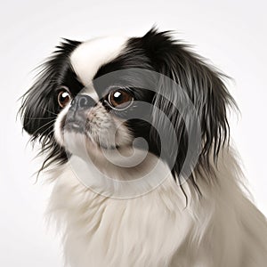 Japanese Chin breed dog isolated on a clean white background