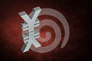 Japanese of Chinese Currency Symbol or Sign With Mirror Reflection on Red Dusty Background
